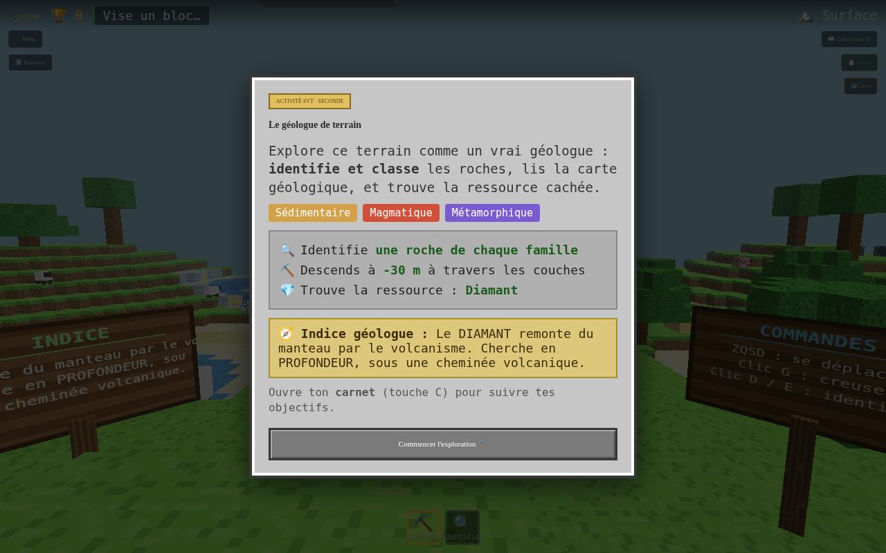 Paysage en cubes de GéoCraft 3D