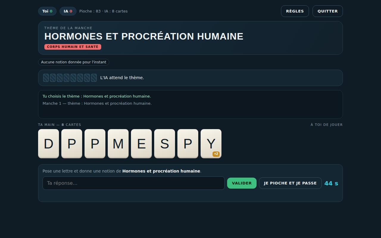 Lettres en main dans SVT List